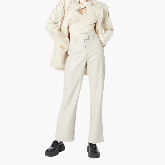 COTTON ON "Arlow" Straight Faux Leather Pants (Stone/Light Grey | Size 4) - Picture 3 of 11